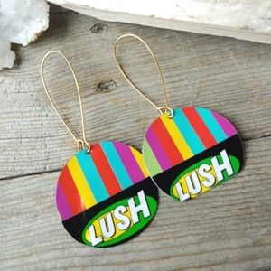Made from a LUSH bath bomb tin🌈 Upcycled Tin Drop Earrings Handmade